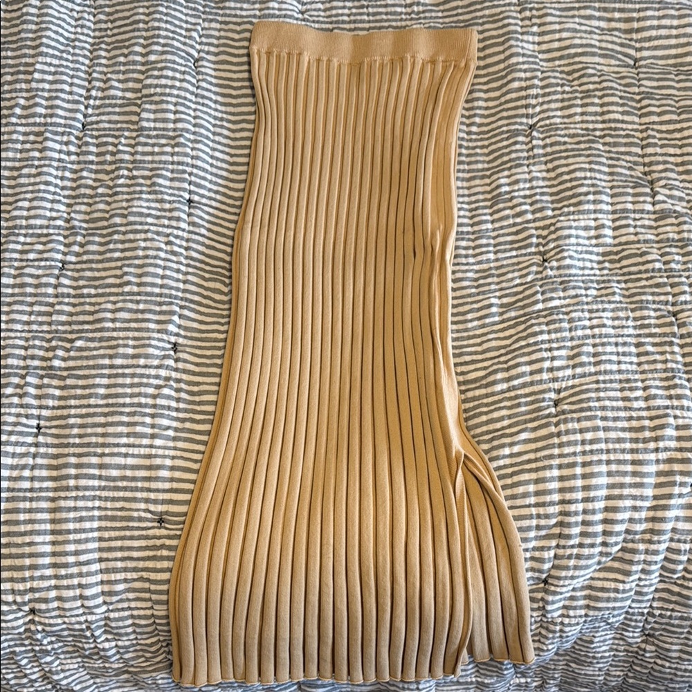 Princess Polly Tan Ribbed Knit Skirt